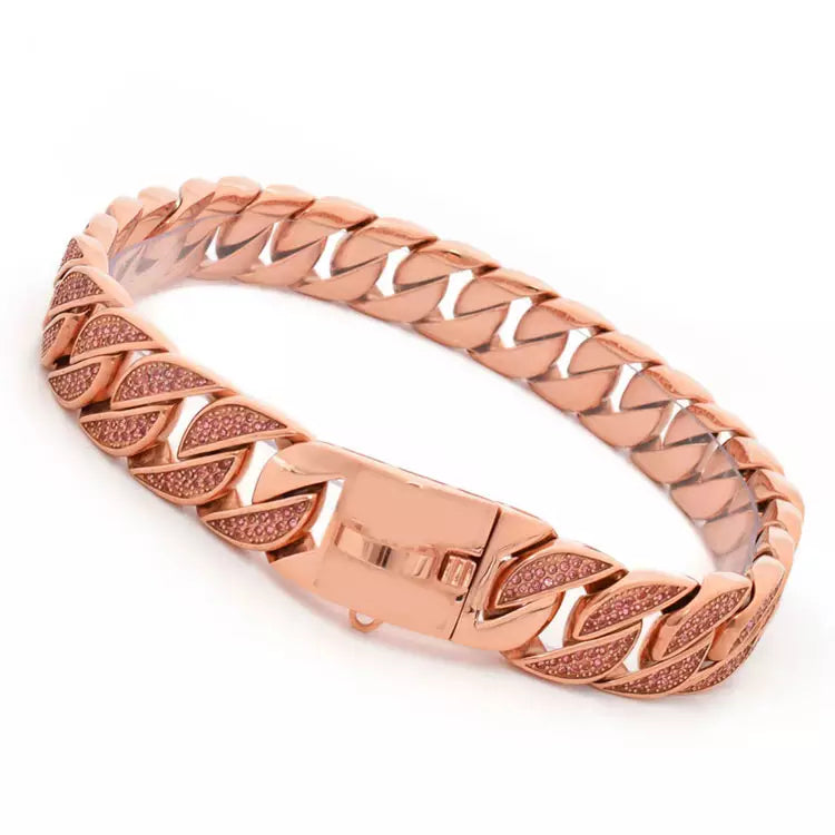 Rose gold 32mm cuban link dog chain