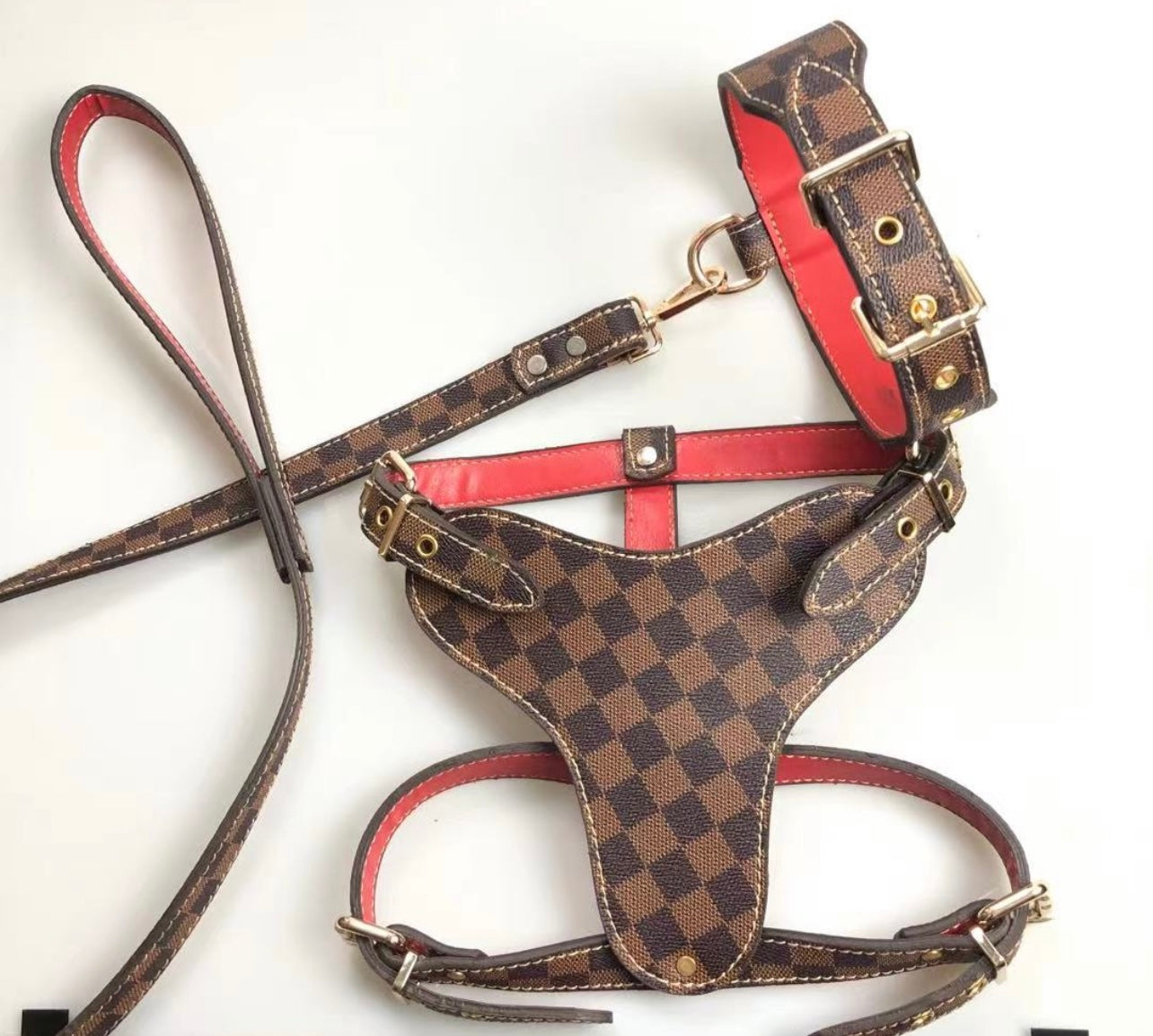 Louis Pup Leather Harness and Leash Set