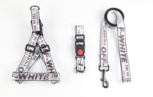 OW harness/collar/leash set - white