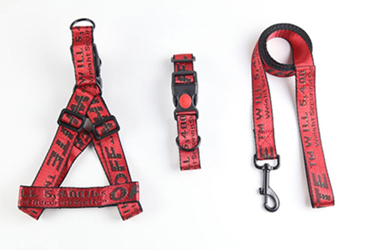 OW harness/collar/leash set - red