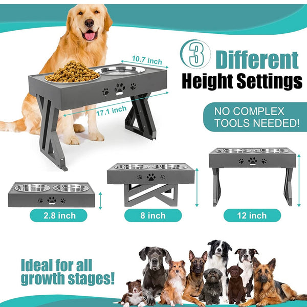 Adjustable dog bowl stand (comes with bowls)