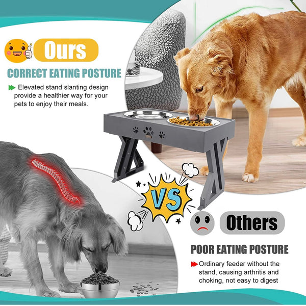 Adjustable dog bowl stand (comes with bowls)