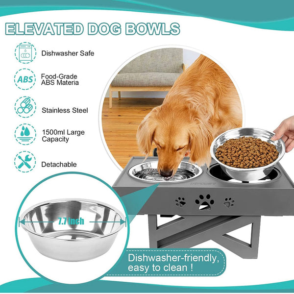 Adjustable dog bowl stand (comes with bowls)