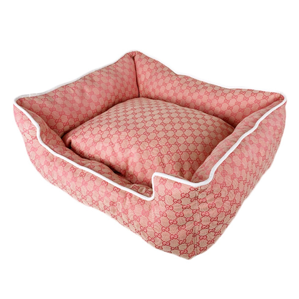 Pink GG dog bed