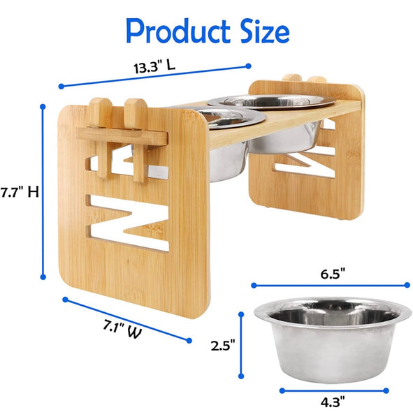 Wooden adjustable dog bowl stand (comes with bowls)